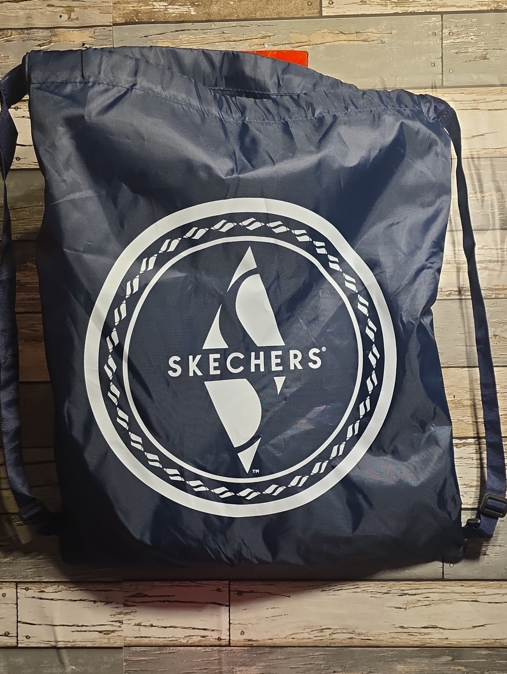 Skechers Navy Drawstring Logo Backpack with White Emblem